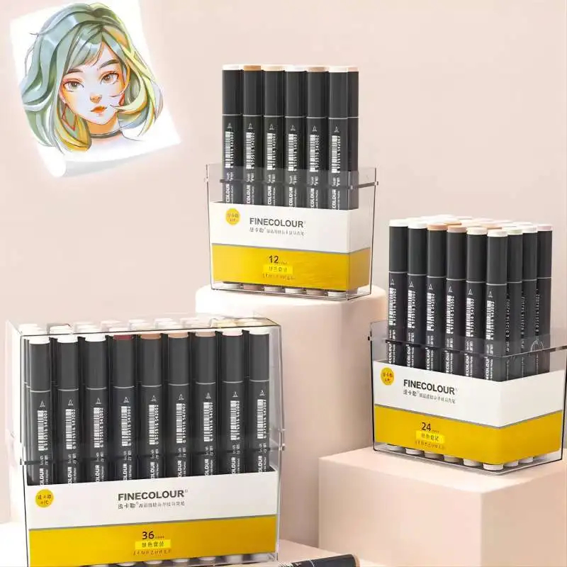 Copic Marker Sketch - Finecolour-EF103 Double-Headed Esboço Marcadores Pen, Álcool
